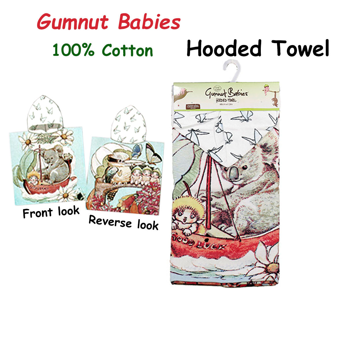 Caprice Gumnut Babies Cotton Hooded Licensed Towel 60 x 120 cm Tristar Online
