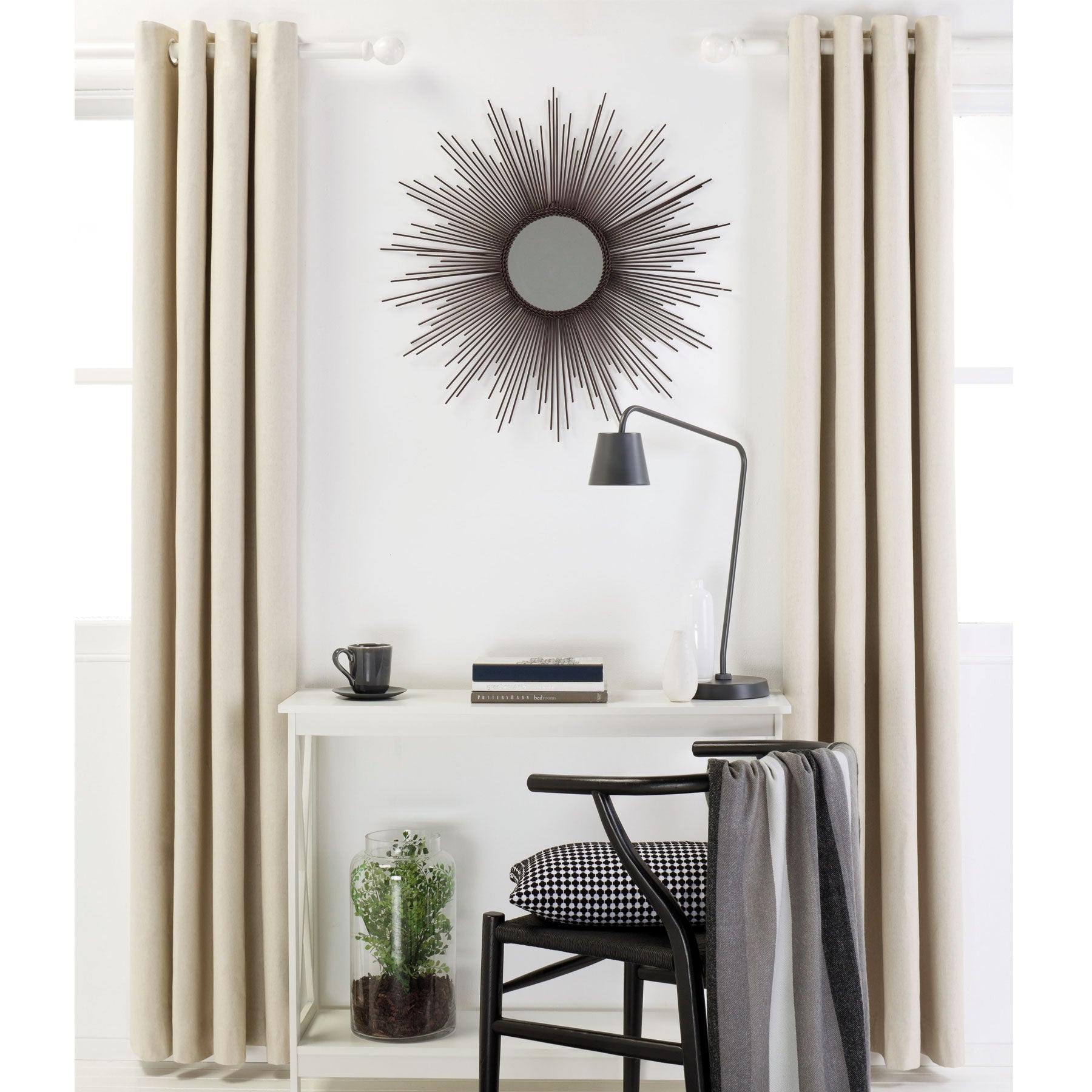 Designers Choice Pair of Linen Cotton Coated Eyelet Curtains Natural 140 x 213cm Tristar Online