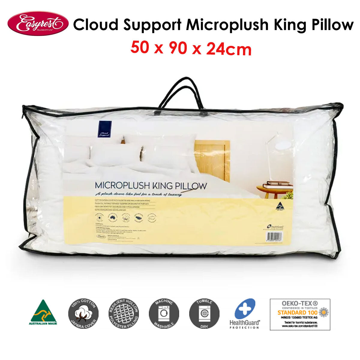 Easyrest Cloud Support Microplush King Pillow 50 x 90 x 24 cm Tristar Online