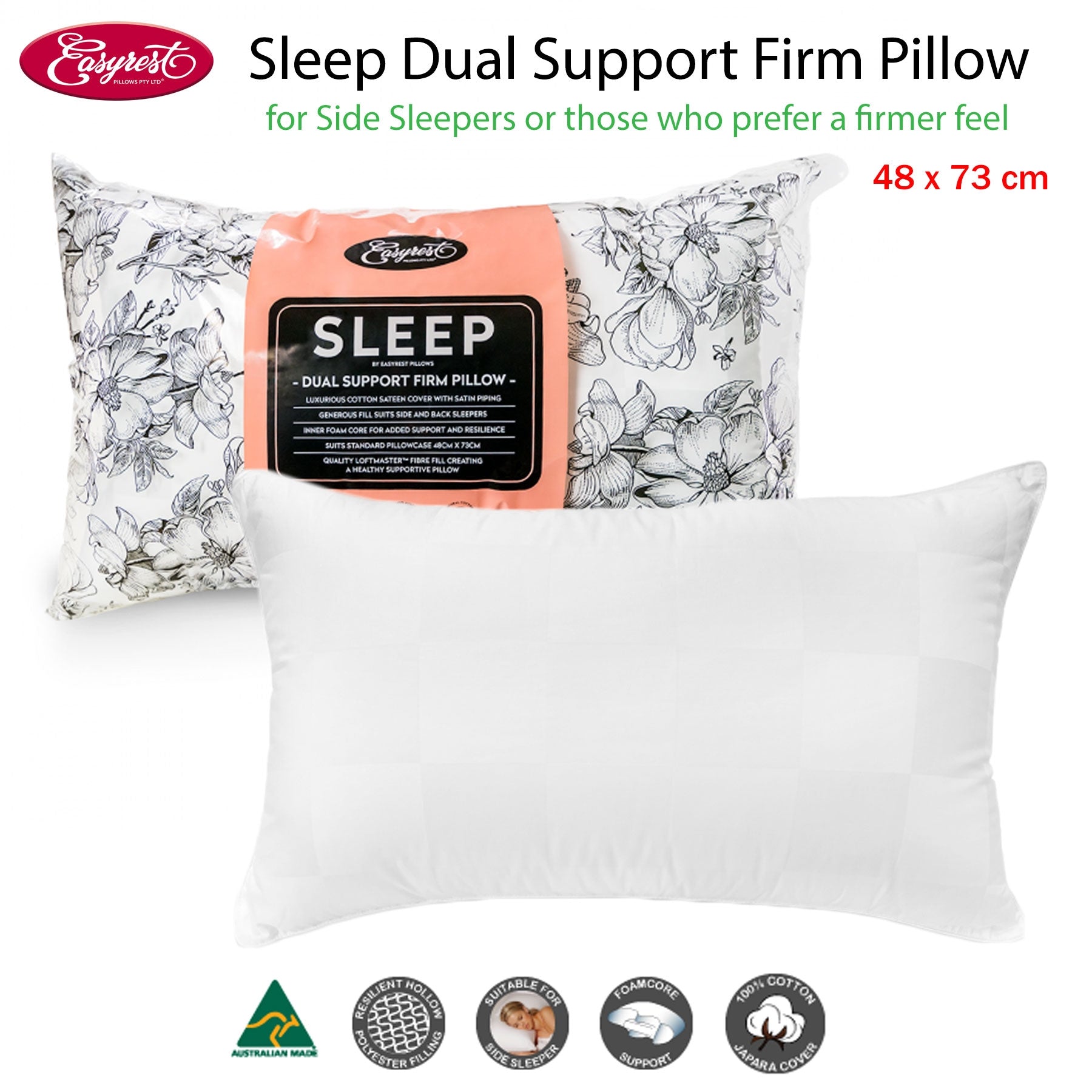 Easyrest Sleep Dual Support Firm Standard Pillow Suits Side Sleeper Tristar Online