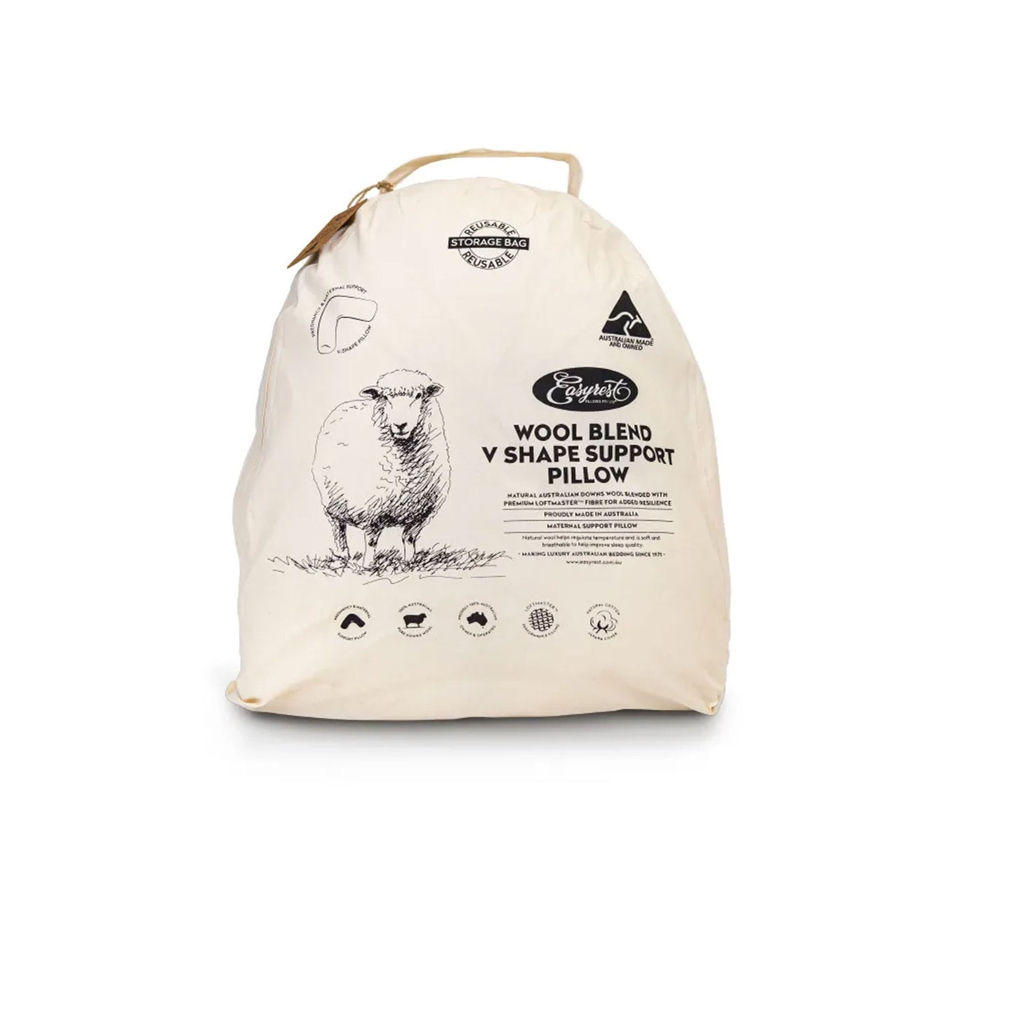 Easyrest Wool Blend V Pillow in Fabric Bag Tristar Online