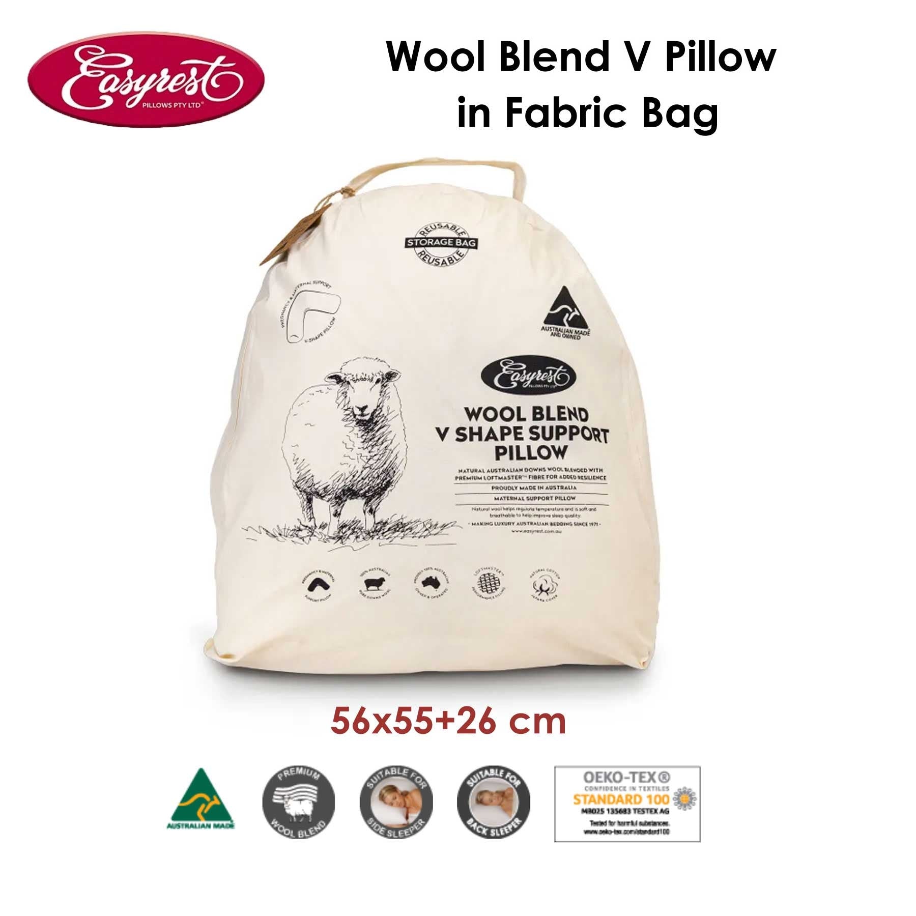 Easyrest Wool Blend V Pillow in Fabric Bag Tristar Online