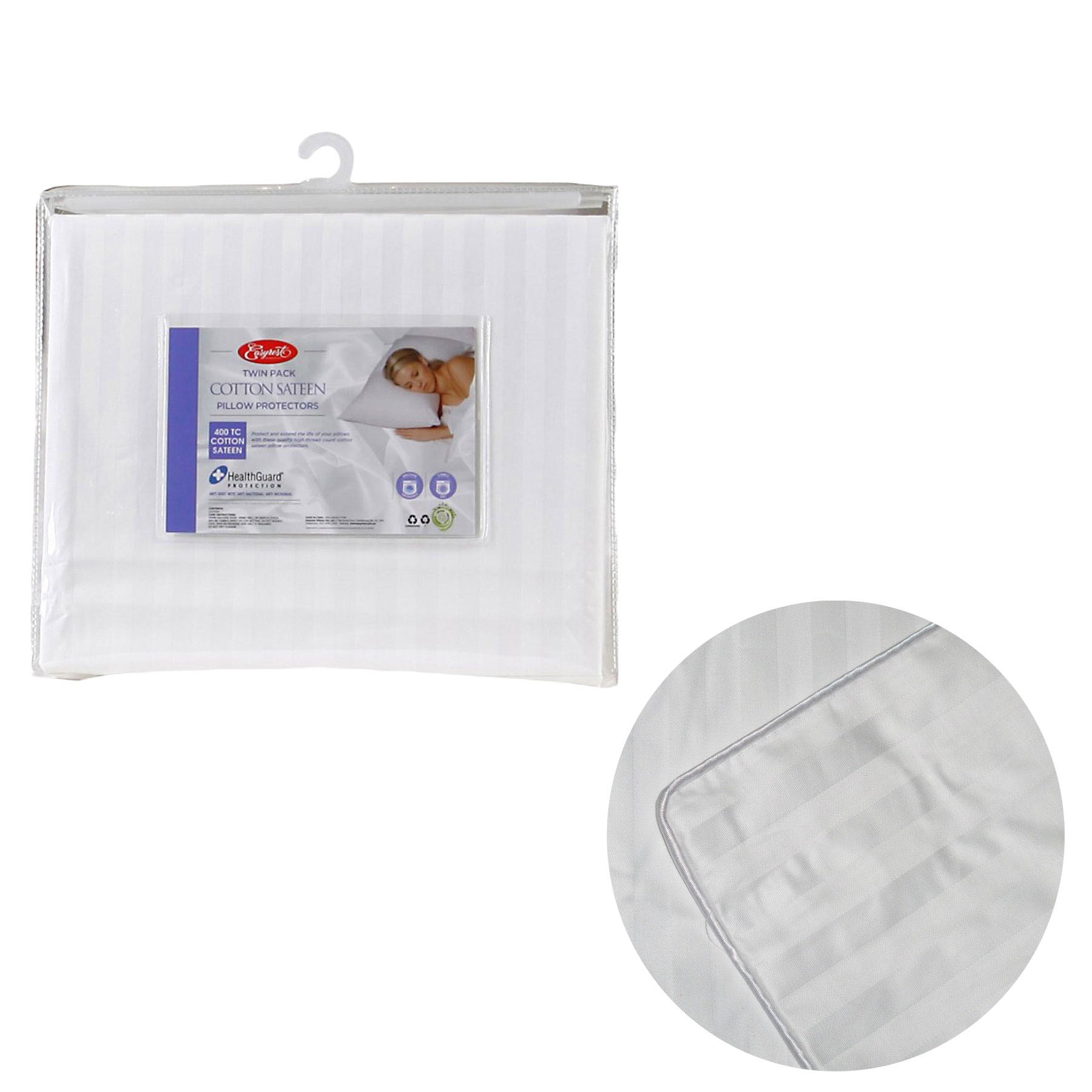 Easyrest 400TC Cotton Sateen Twin Pack Standard Pillow Protectors Tristar Online