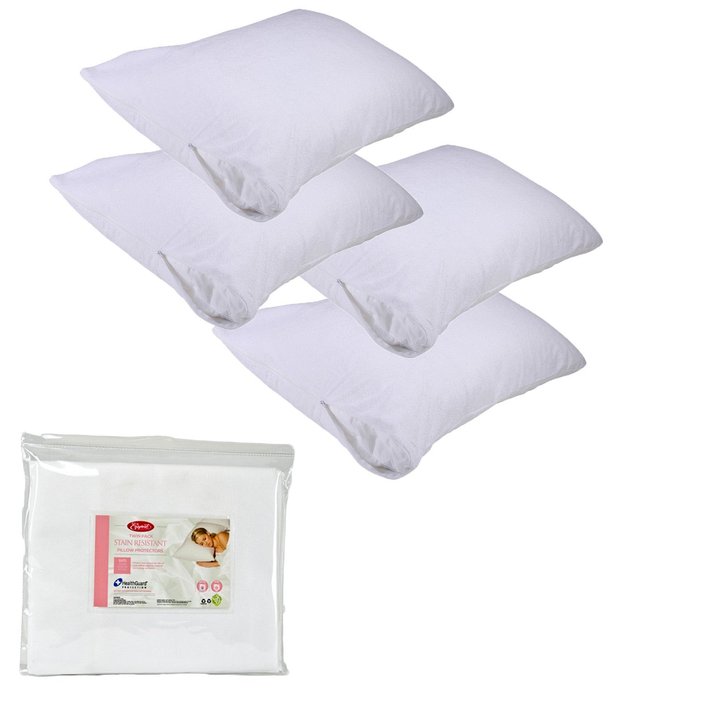 Easyrest Stain Resistant Standard Pillow Protectors 4 Pack Tristar Online