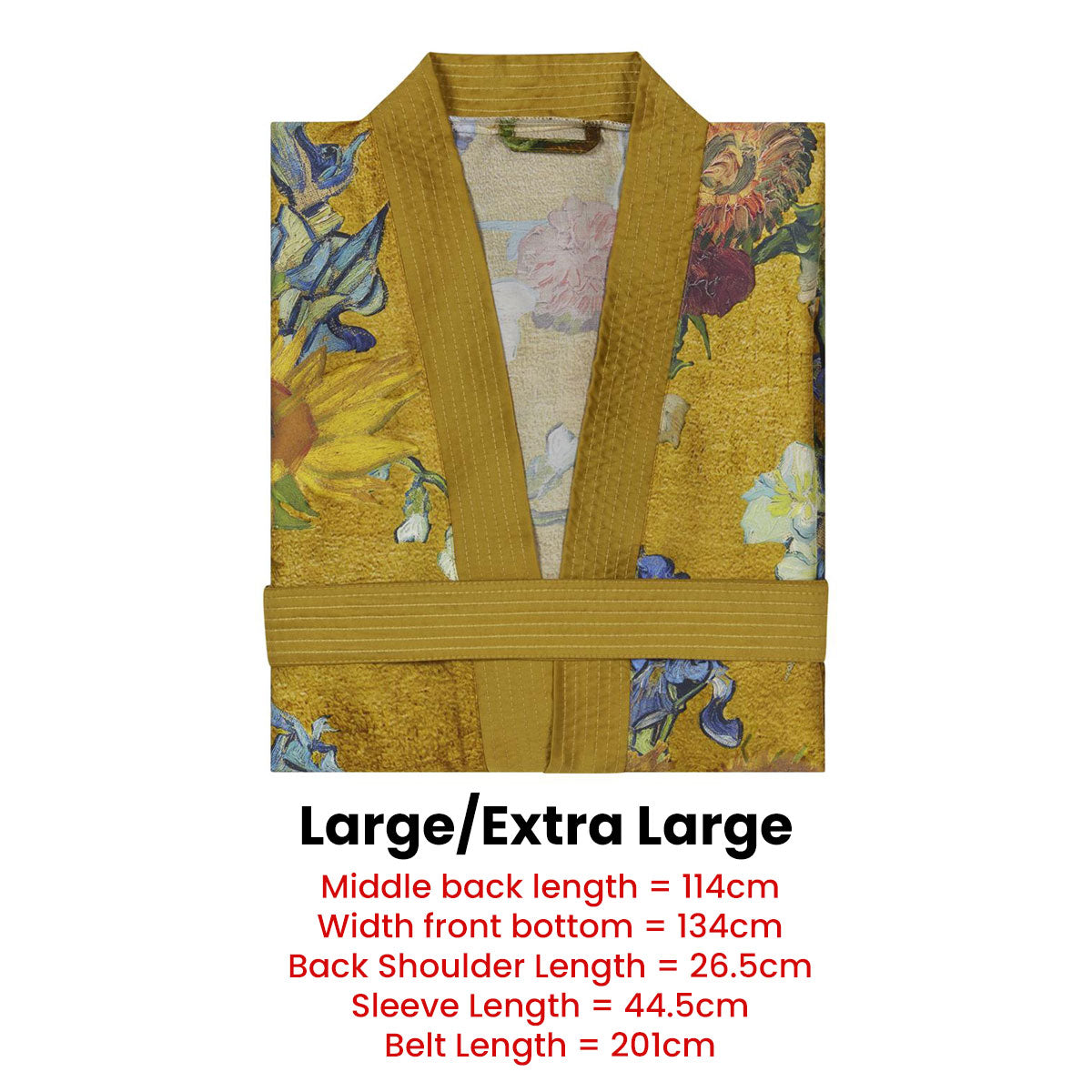 Bedding House Van Gogh Partout des Fleurs Gold Kimono Bath Robe Large/Extra Large Tristar Online