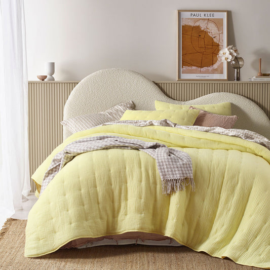 Vintage Design Homewares 3 Piece Hugo Cotton Gauze Quilted Comforter Set Butter Queen Tristar Online