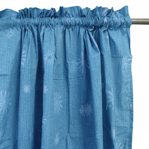 Pair of Polyester Cotton Rod Pocket Blue Daisy Curtains Tristar Online