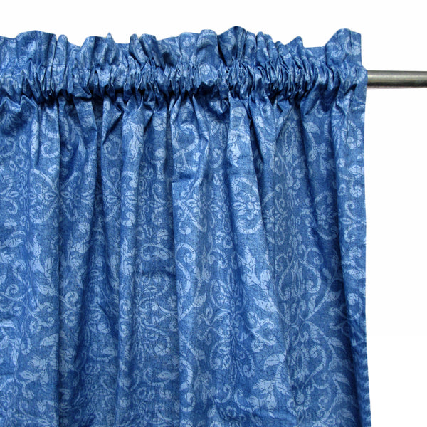 Pair of Polyester Cotton Rod Pocket Blue Damask Curtains Tristar Online