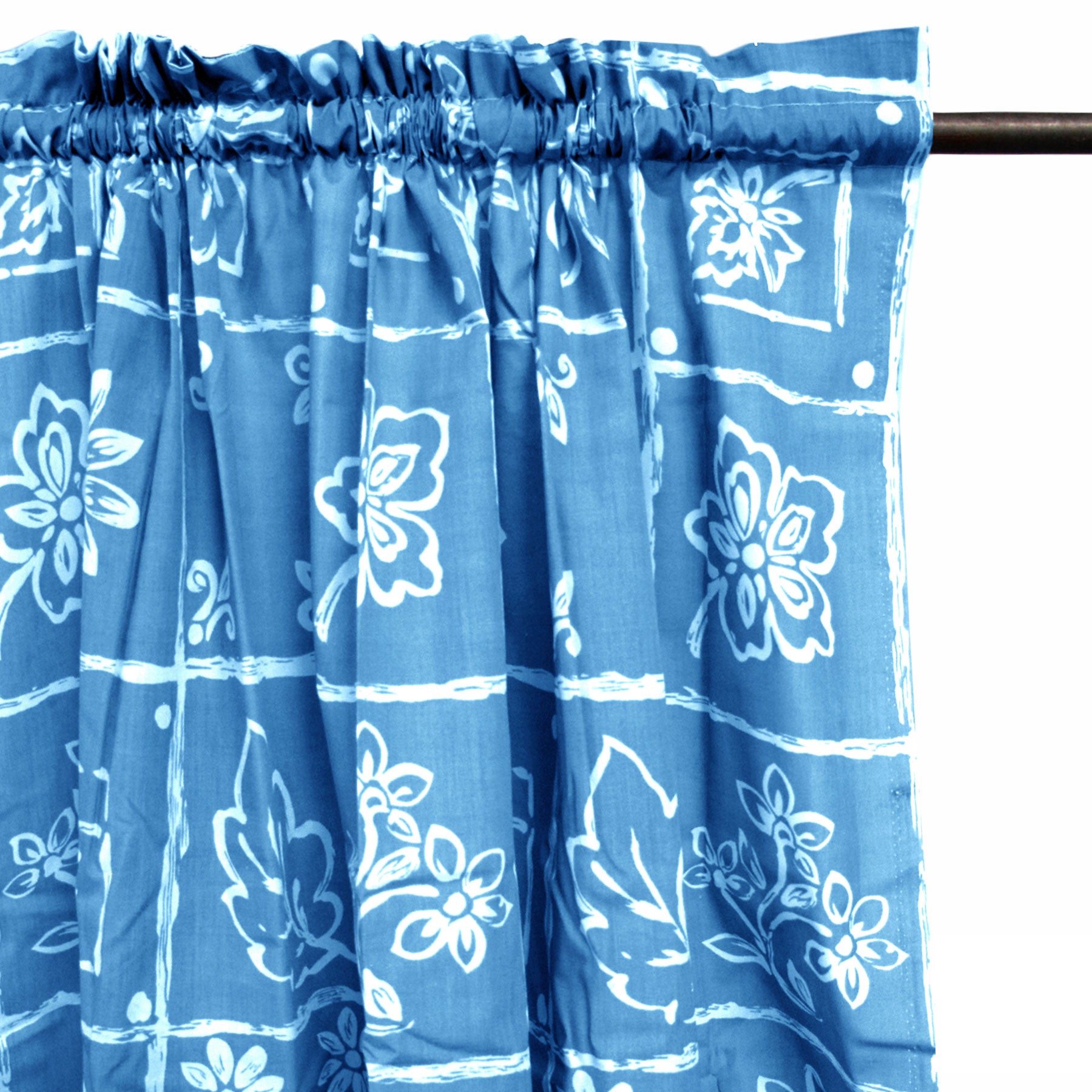 Home Innovations Pair of Polyester Cotton Rod Pocket Blue Floral Curtains Tristar Online