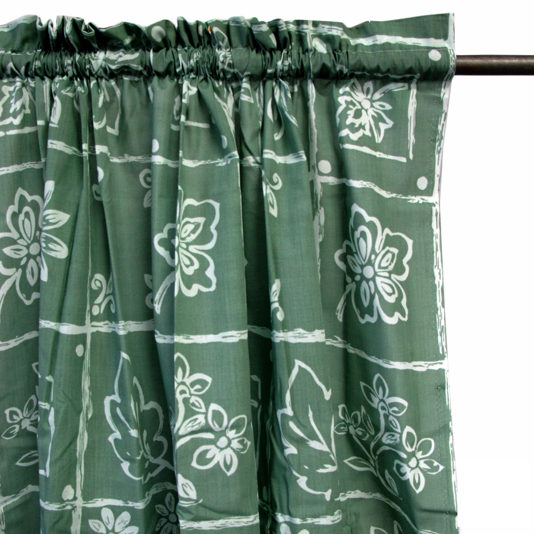 Home Innovations Pair of Polyester Cotton Rod Pocket Green Floral Curtains Tristar Online