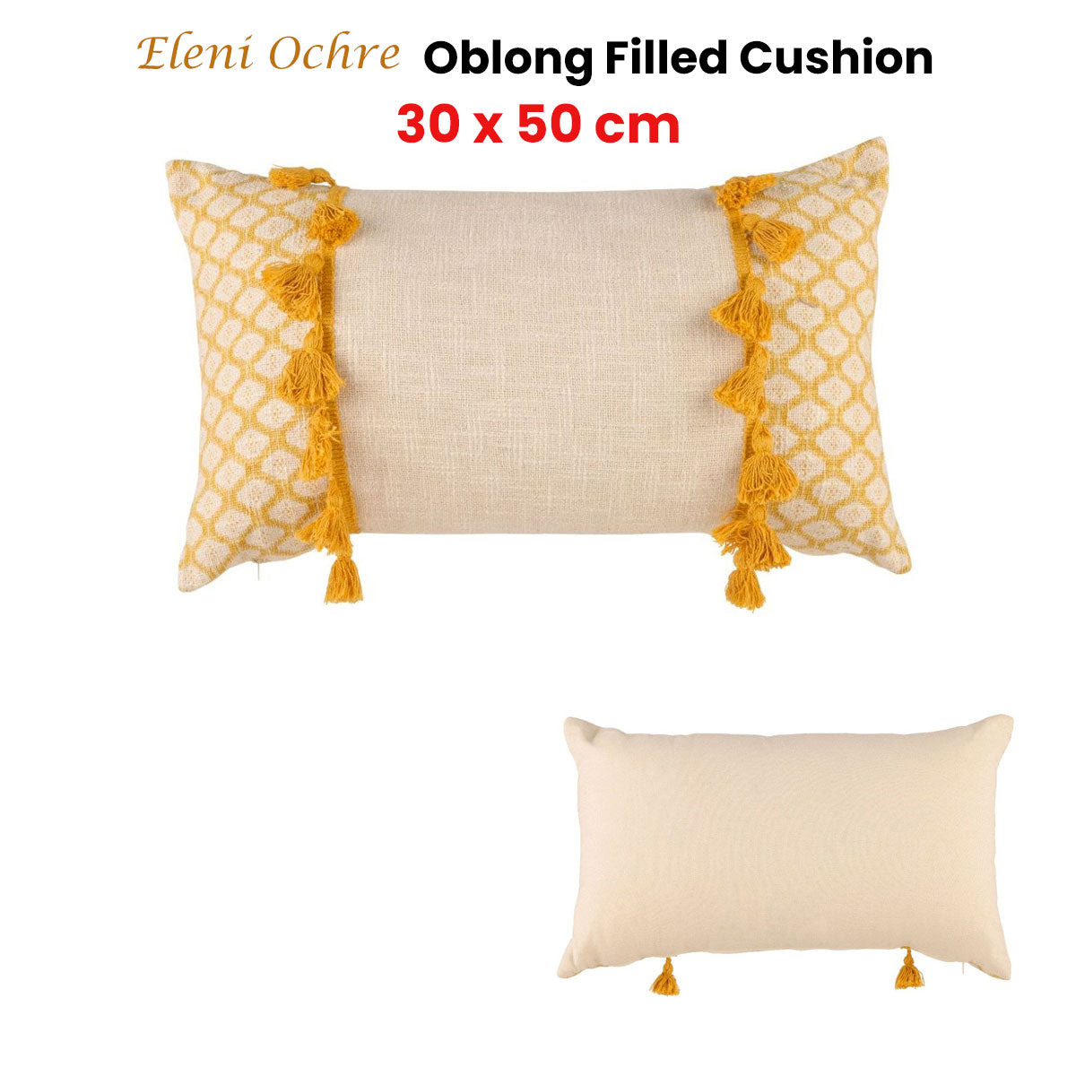 Accessorize Eleni Ochre Rectangular Filled Cushion 30cm x 50cm Tristar Online