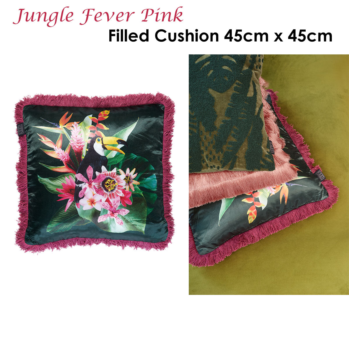 Bedding House Jungle Fever Pink Filled Cushion Tristar Online