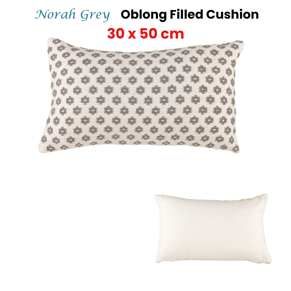 Accessorize Norah Grey Rectangular Filled Cushion 30cm x 50cm Tristar Online