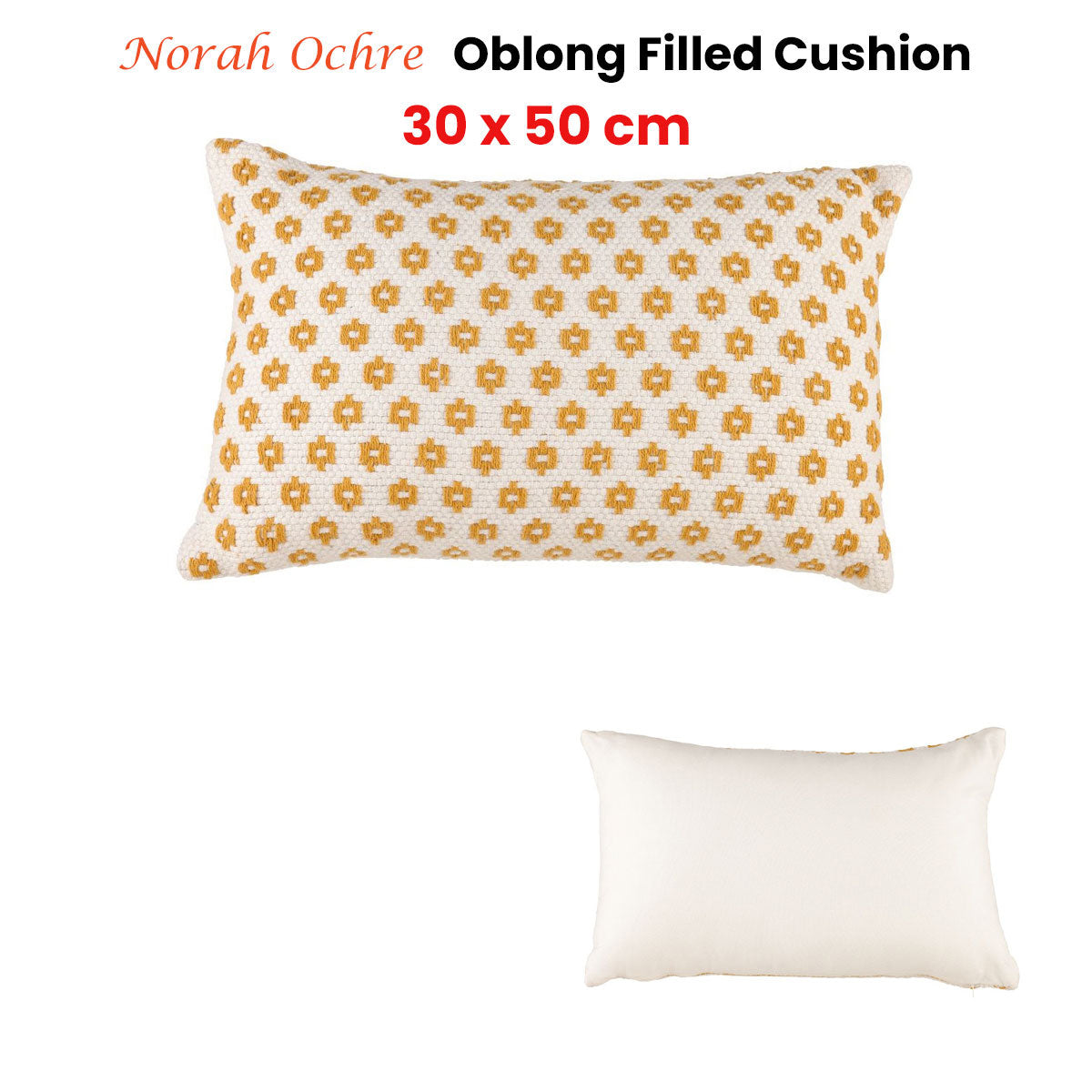 Accessorize Norah Ochre Rectangular Filled Cushion 30cm x 50cm Tristar Online