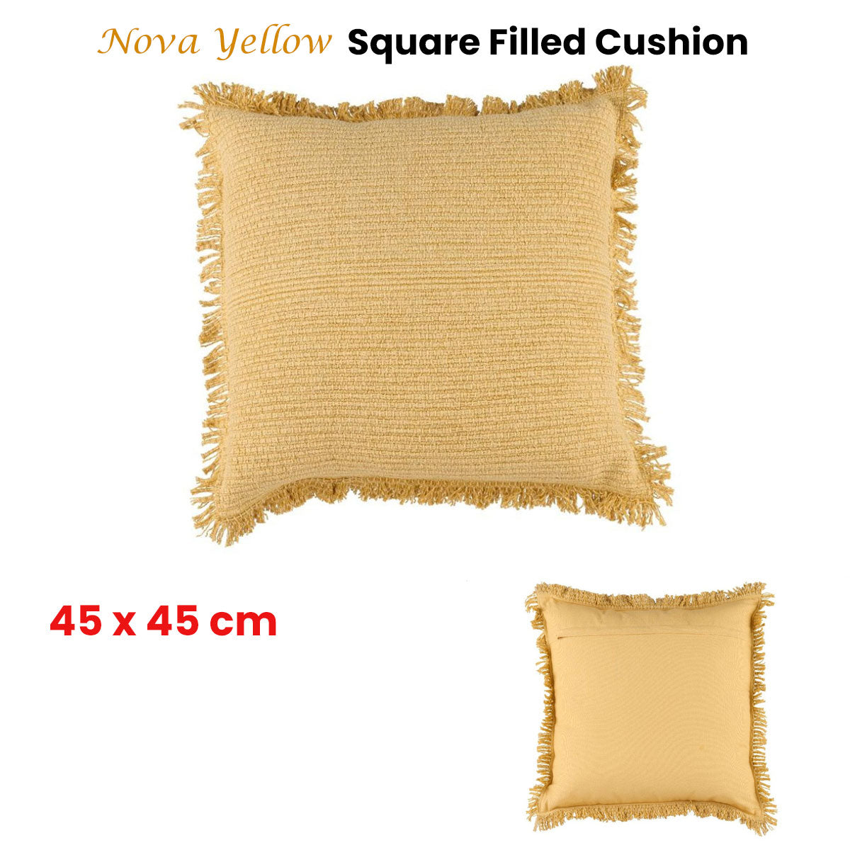 Accessorize Nova Yellow Square Filled Cushion 45cm x 45cm Tristar Online