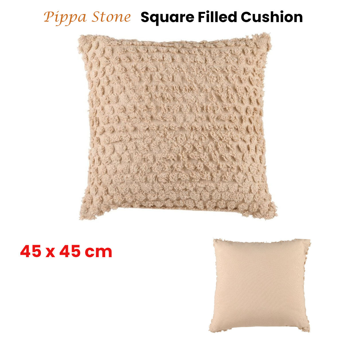 Accessorize Pippa Stone Square Filled Cushion 45cm x 45cm Tristar Online