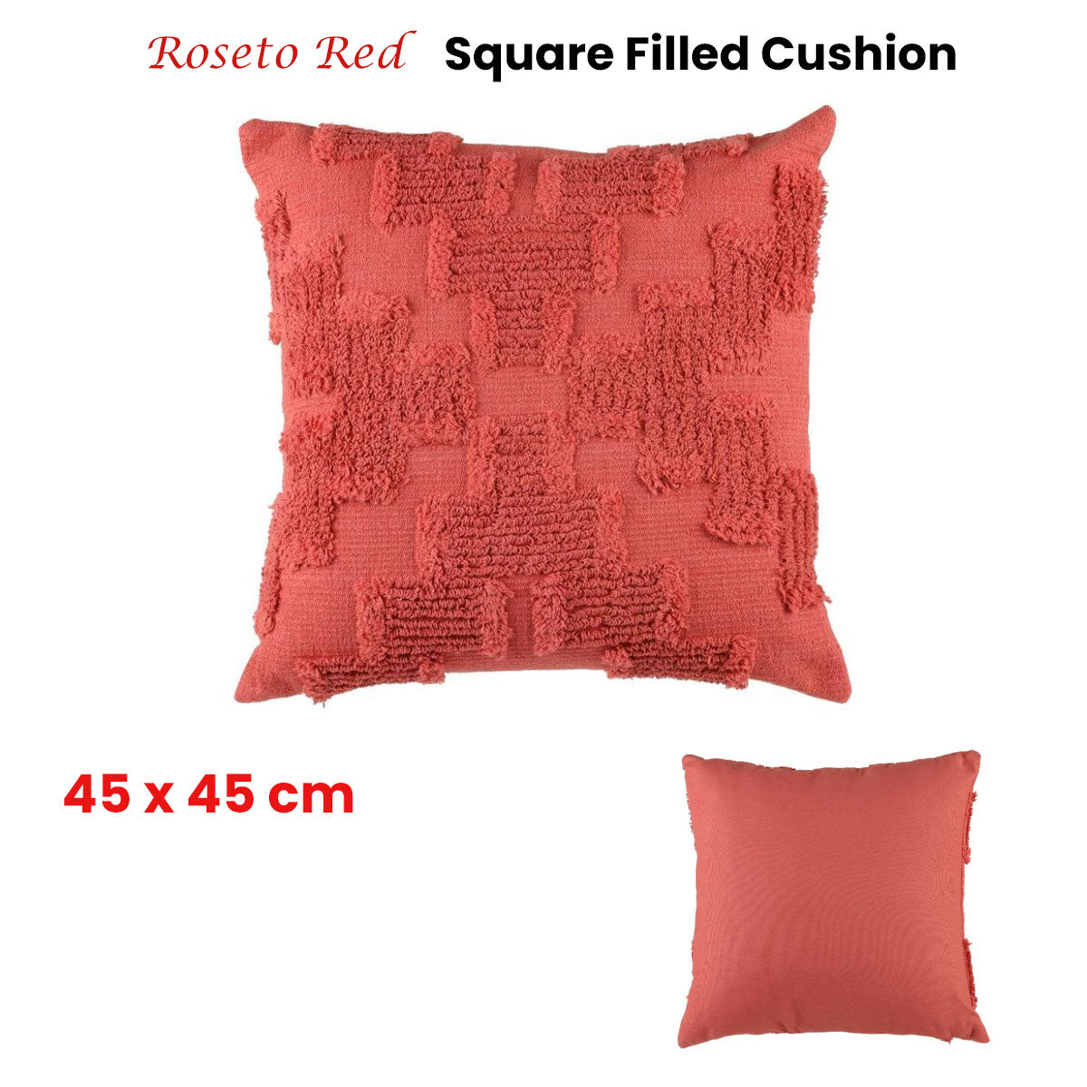 Accessorize Roseto Red Square Filled Cushion 45cm x 45cm Tristar Online
