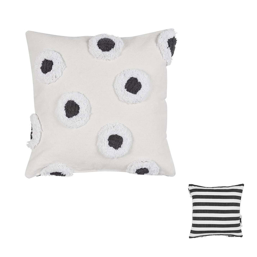 VTWonen Stripe and Eye Natural Square Filled Cushion 50cm x 50cm Tristar Online