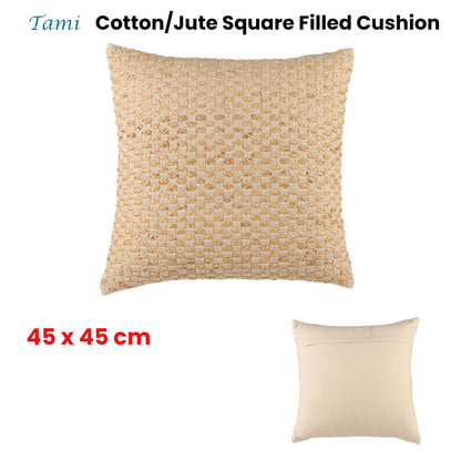 Accessorize Tami Cotton/Jute Square Filled Cushion 45cm x 45cm Tristar Online