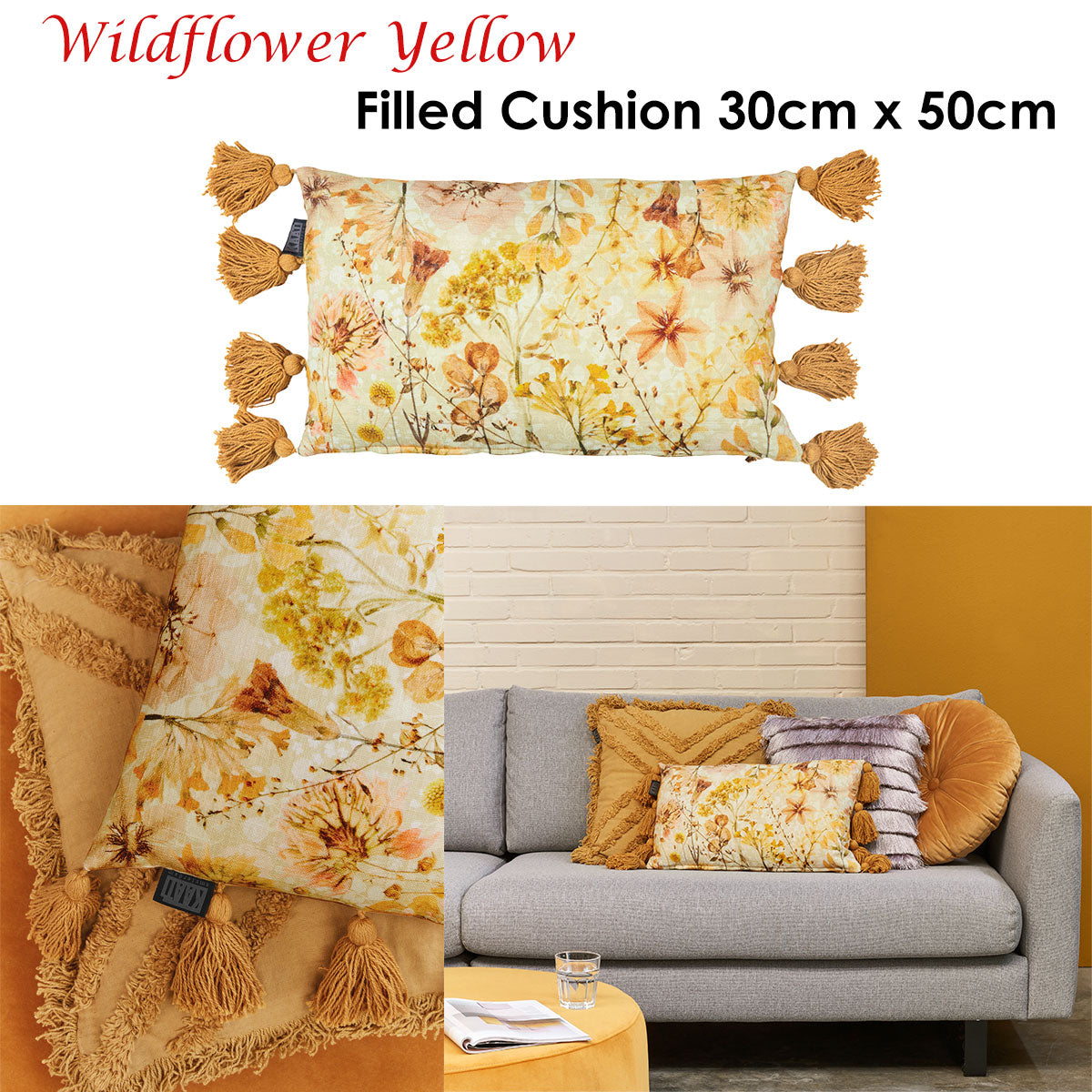 Bedding House Wildflower Yellow Filled Oblong Cushion Tristar Online