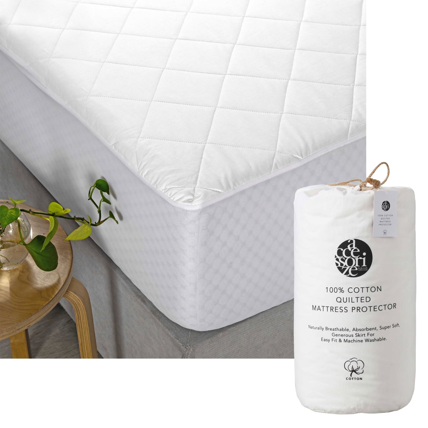 Accessorize Cotton Quilted Mattress Protector King Single Tristar Online