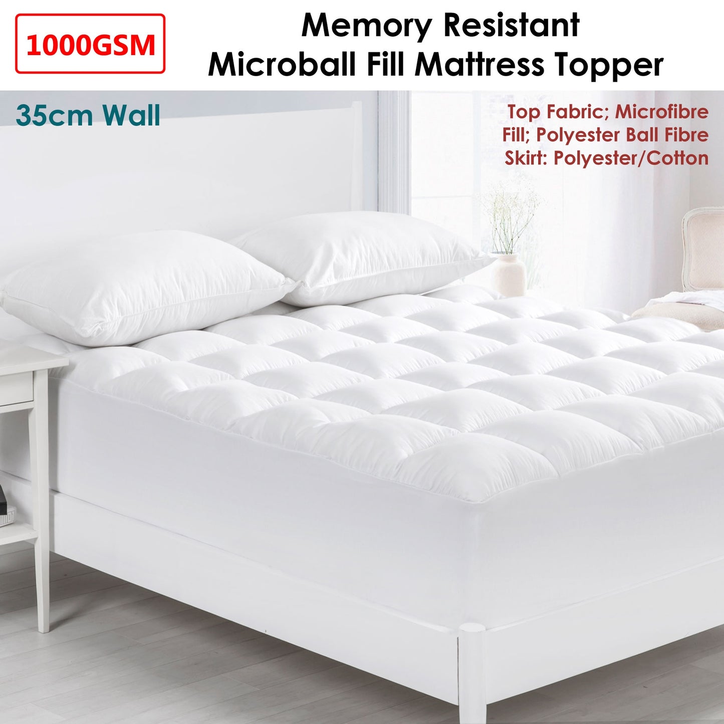 Cloudland 1000GSM Memory Resistant Microball Fill Mattress Topper King Single Tristar Online