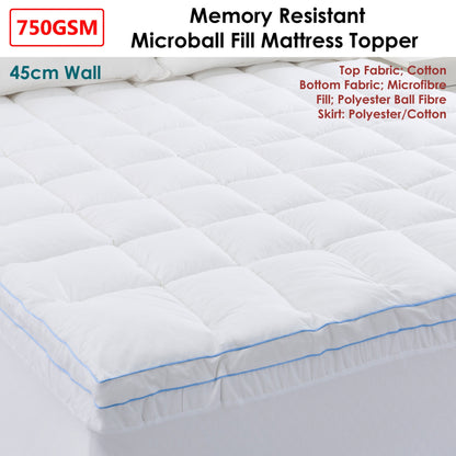 Cloudland 750GSM Memory Resistant Microball Fill Mattress Topper King Tristar Online