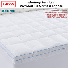 Cloudland 750GSM Memory Resistant Microball Fill Mattress Topper King Tristar Online