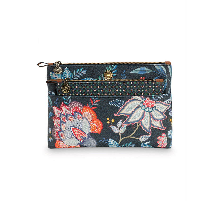 PIP Studio Combi Flower Festival Dark Blue Cosmetic Bag Tristar Online