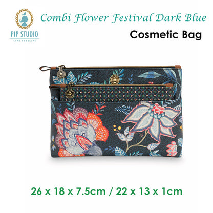 PIP Studio Combi Flower Festival Dark Blue Cosmetic Bag Tristar Online