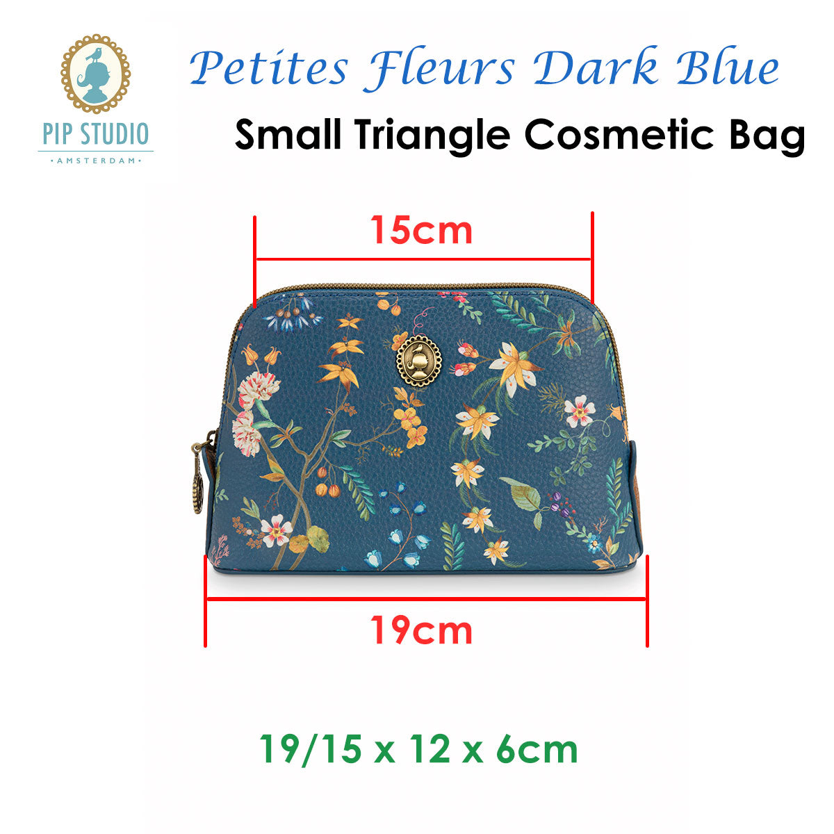 PIP Studio Petites Fleurs Dark Blue Small Triangle Cosmetic Bag Tristar Online