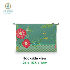 PIP Studio Fleur Mix Green Medium Cosmetic Flat Pouch Tristar Online