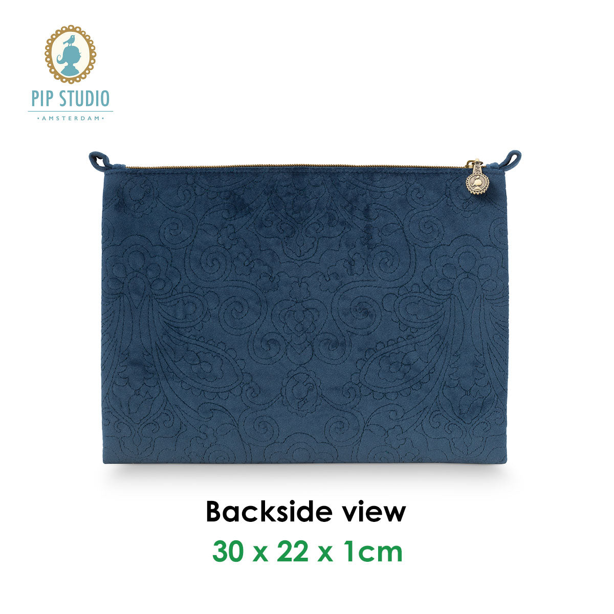 PIP Studio Velvet Quilted Dark Blue Large Cosmetic Flat Pouch Tristar Online