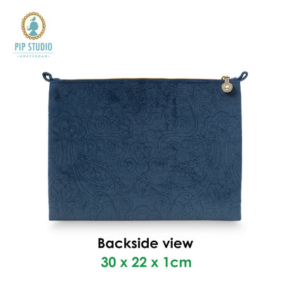 PIP Studio Velvet Quilted Dark Blue Large Cosmetic Flat Pouch Tristar Online
