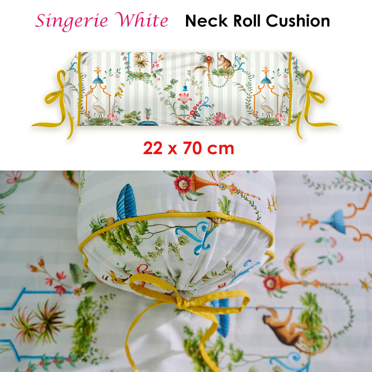 PIP Studio Singerie White Neck Roll Cushion Tristar Online