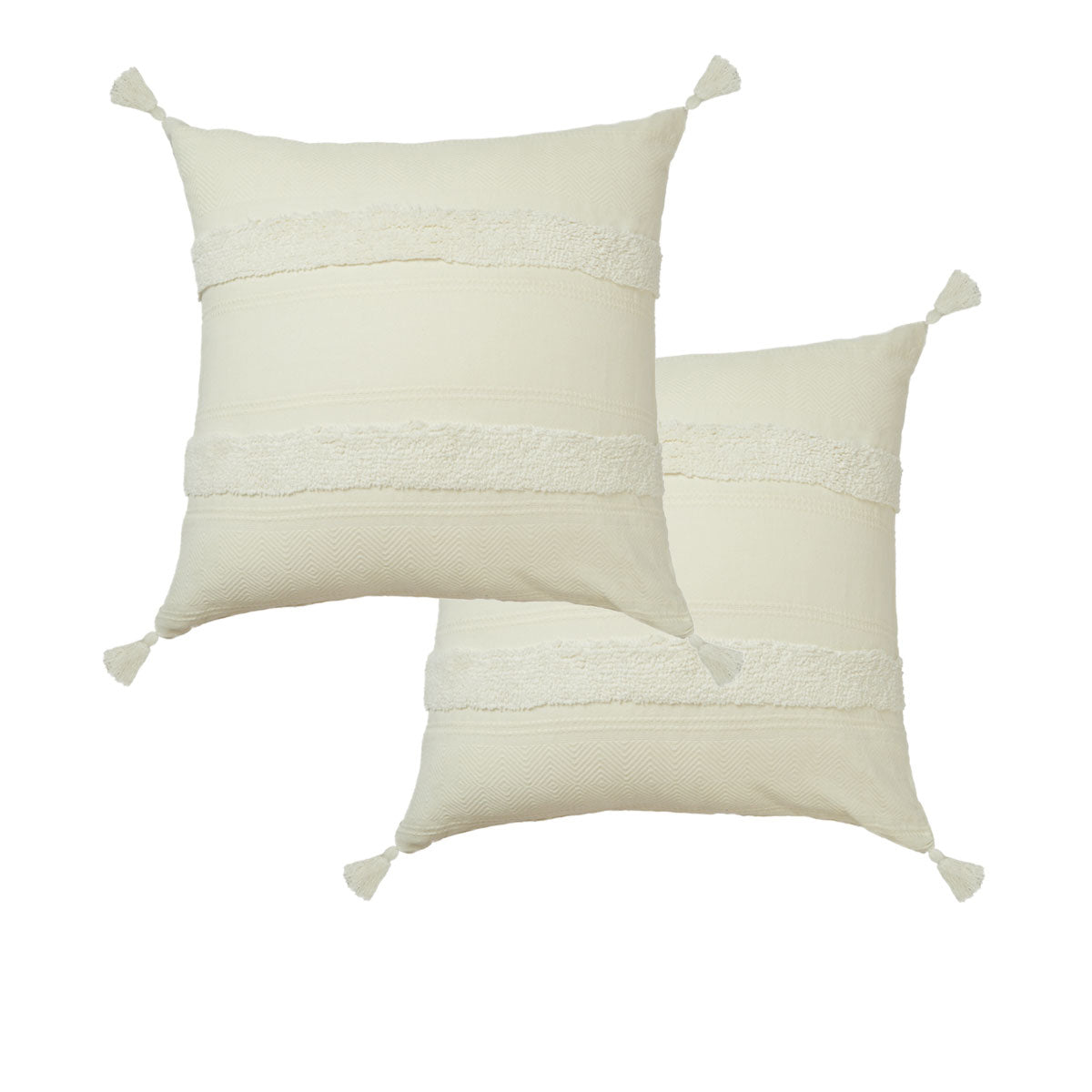Accessorize Pair of Indra Cotton Tassel European Pillowcases - Off White Tristar Online