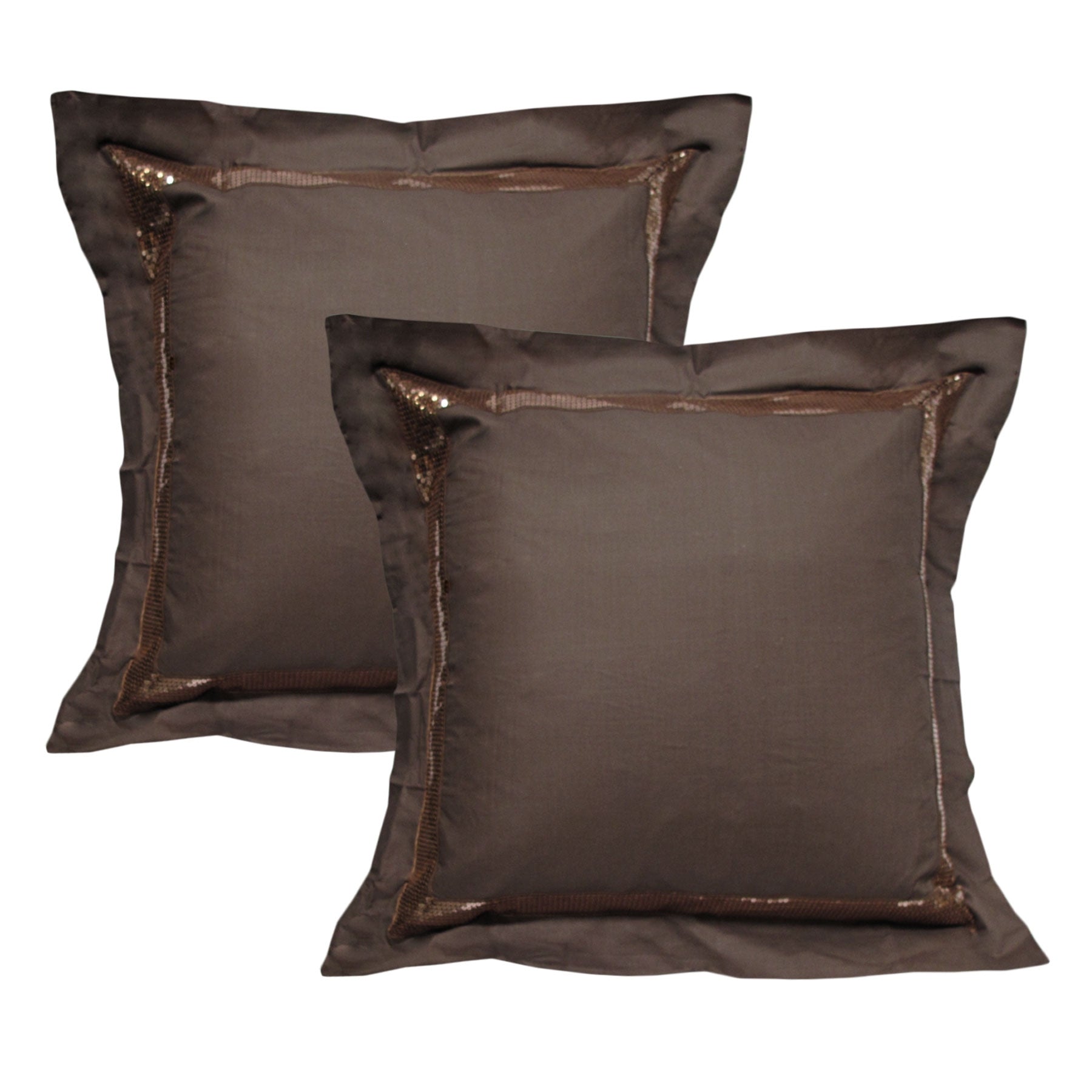 Accessorize Pair of Sequins Chocolate European Pillowcases 65 x 65 cm Tristar Online