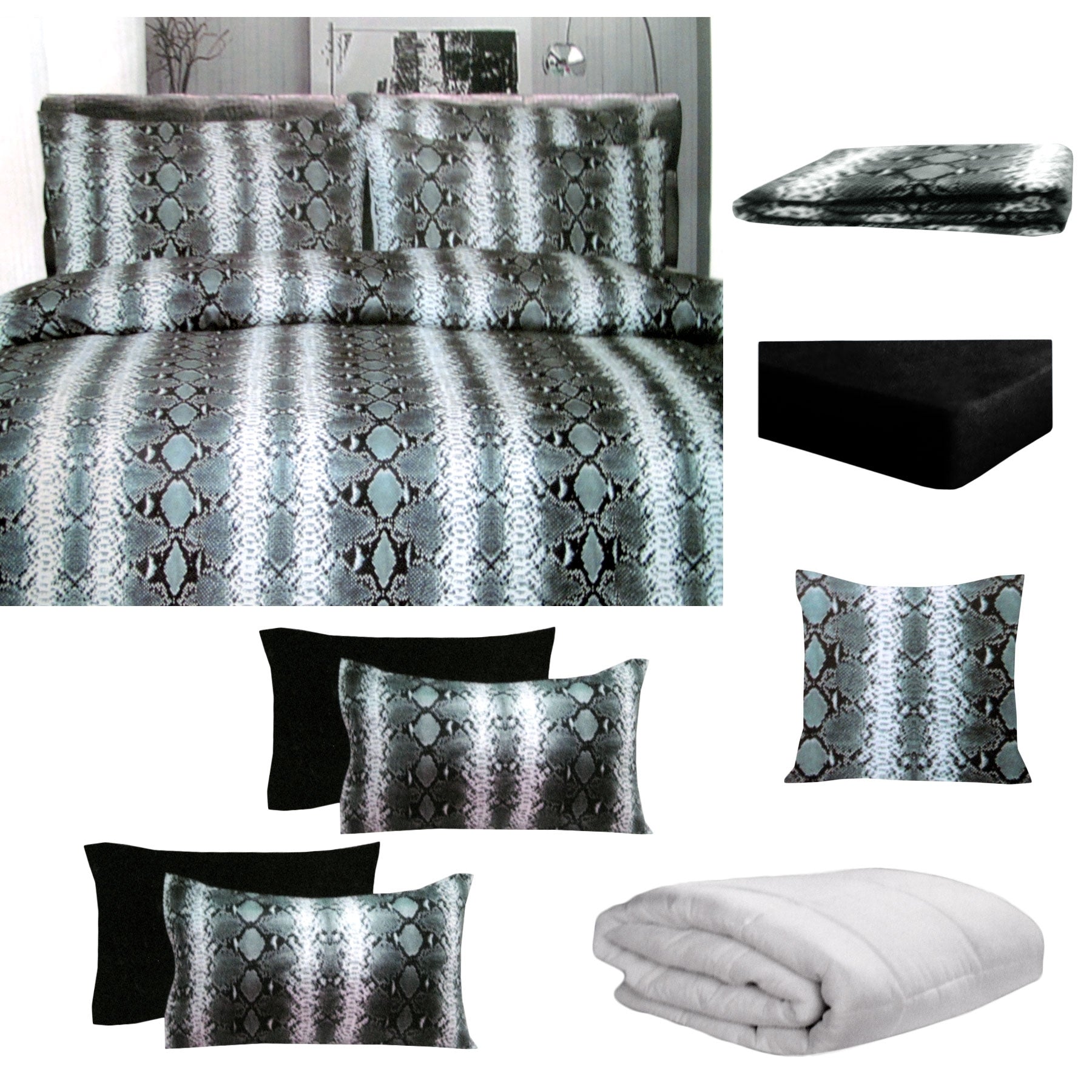 Big Sleep 8 Pce Bed in a Bag Set Snake Skin Black Single Tristar Online