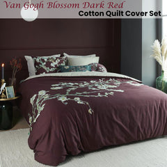 Bedding House Van Gogh Blossom Dark Red Cotton Quilt Cover Set King Tristar Online