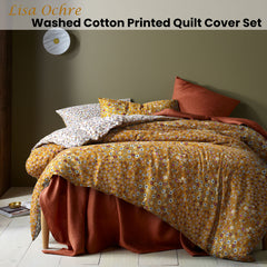 Accessorize Lisa Ochre Washed Cotton Printed Quilt Cover Set King Tristar Online