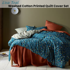 Accessorize Lisa Teal Washed Cotton Printed Quilt Cover Set King Tristar Online