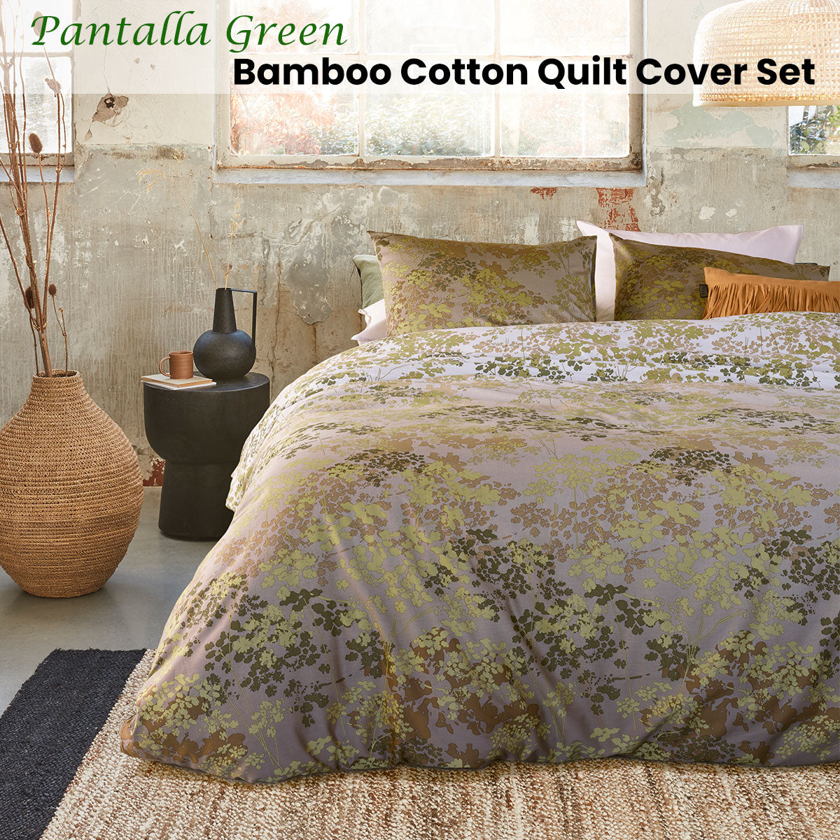 Bedding House Pantalla Green Bamboo Cotton Quilt Cover Set King Tristar Online