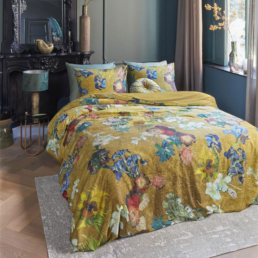 Bedding House Van Gogh Partout des Fleurs Gold Cotton Sateen Quilt Cover Set Queen Tristar Online