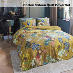 Bedding House Van Gogh Partout des Fleurs Gold Cotton Sateen Quilt Cover Set Queen Tristar Online