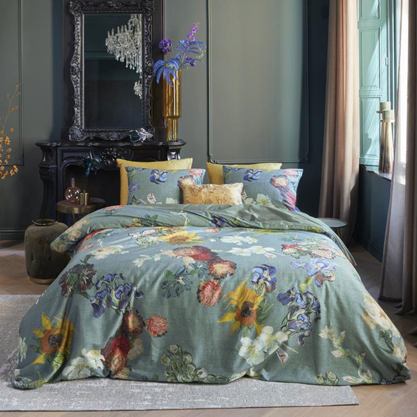 Bedding House Van Gogh Partout des Fleurs Green Cotton Sateen Quilt Cover Set King Tristar Online