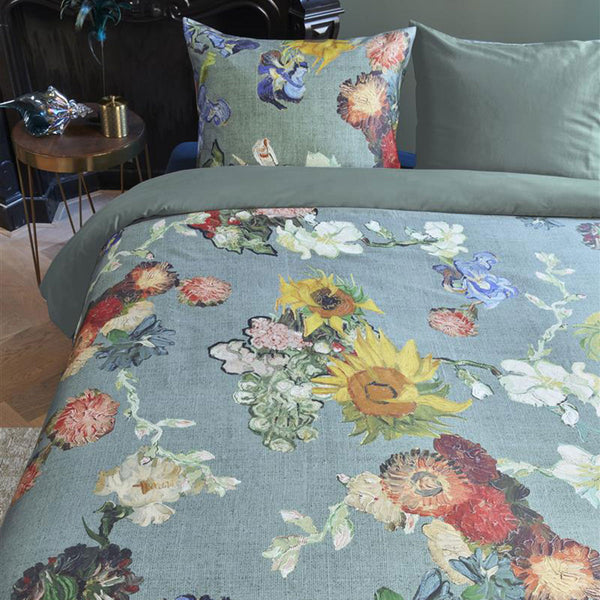 Bedding House Van Gogh Partout des Fleurs Green Cotton Sateen Quilt Cover Set King Tristar Online