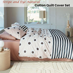 VTWonen Stripe and Eye Natural Cotton Quilt Cover Set King Tristar Online