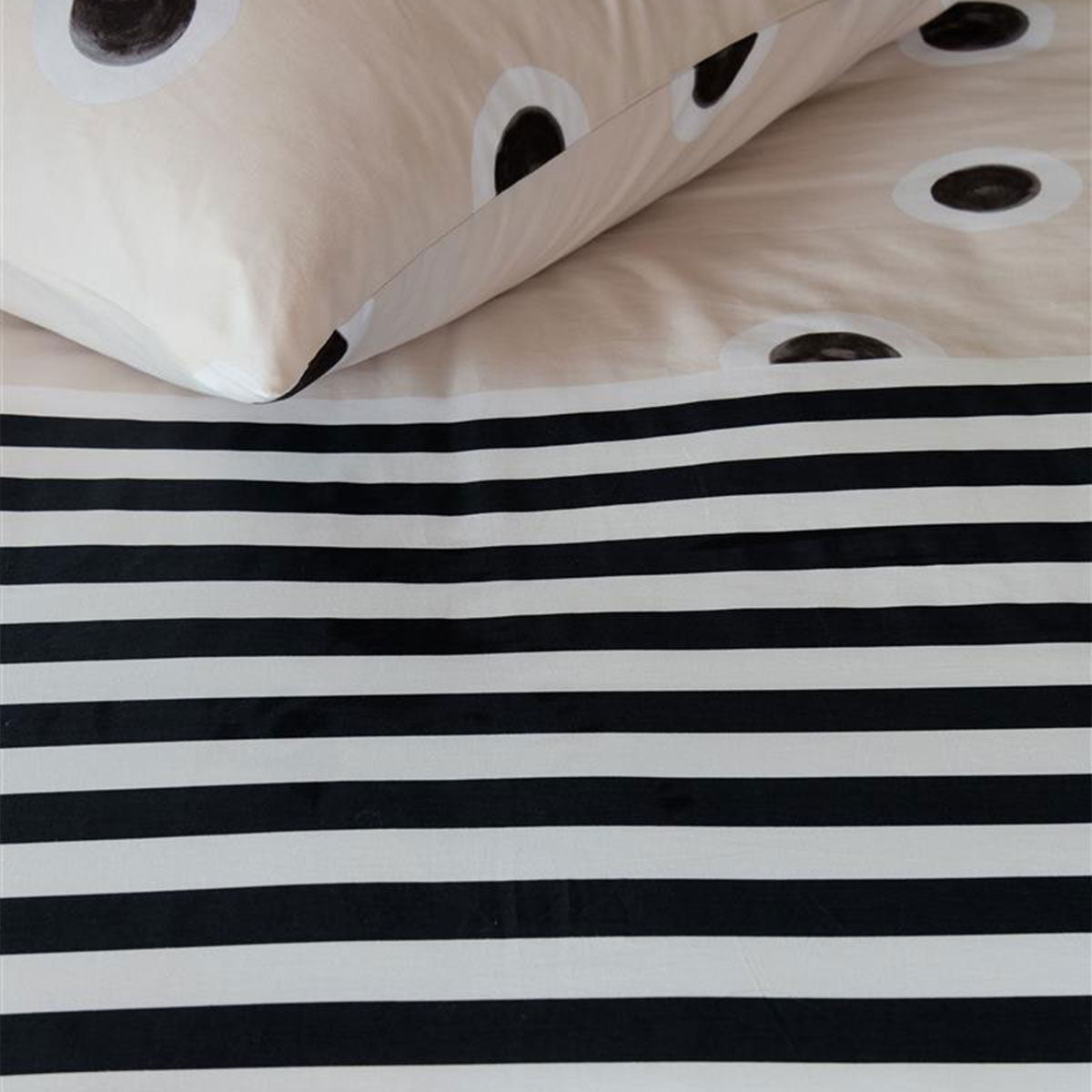 VTWonen Stripe and Eye Natural Cotton Quilt Cover Set Queen Tristar Online