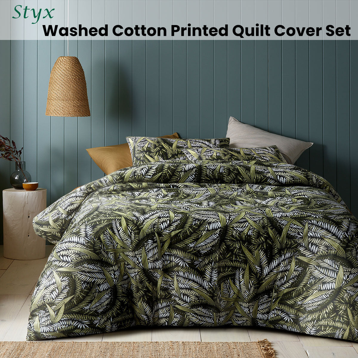 Accessorize Styx Washed Cotton Printed Quilt Cover Set Queen Tristar Online