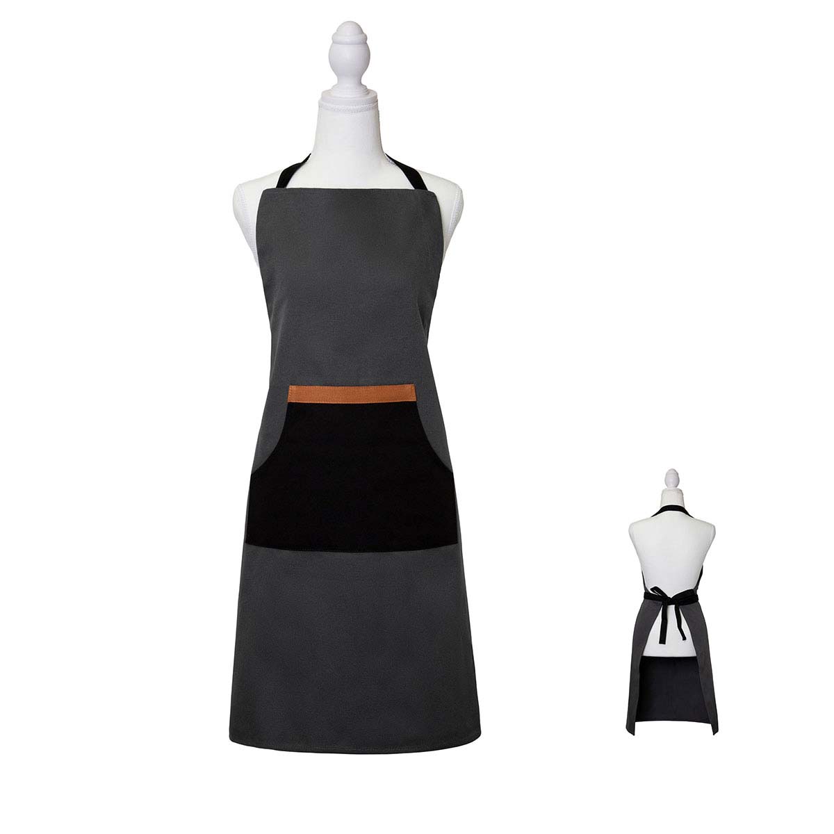 J Elliot Home Selby Cotton Apron 83 x 68 cm Charcoal & Black Tristar Online